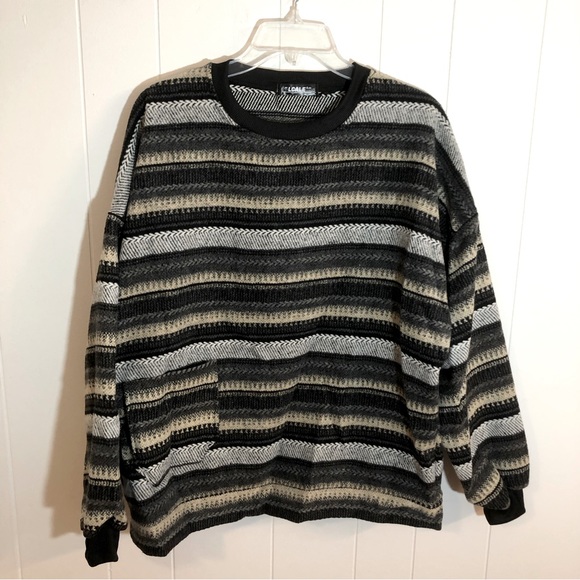 Lcale Vintage Oversized Soft Sweater Black/Grey/Beige NWOT XL - Picture 1 of 6
